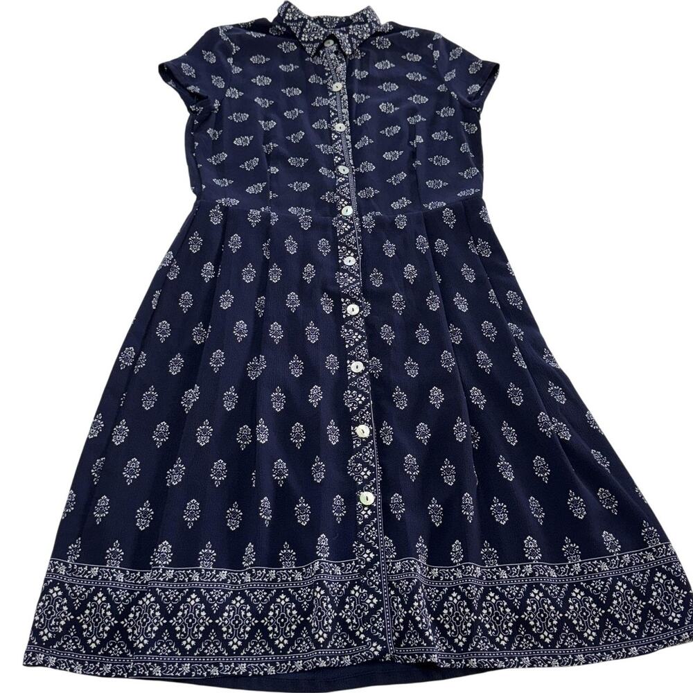 SINGLE Los‎ Angeles Dress Women Small Blue Medallion Print Boho Shirt Midi